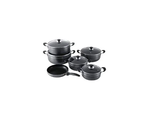 Tornado 11 Piece Non-stick Saucepans Cookware Dishes Pots - Black.