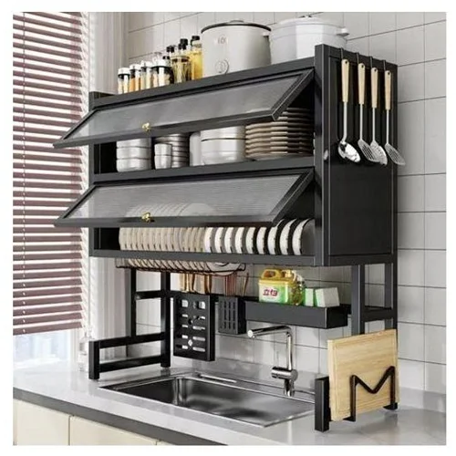 Double-layer over-the-sink dish drying rack