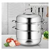 3 Layer Stainless Steel Food Steamer 30cm- Silver