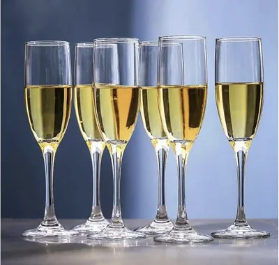 Set Of 6 Pcs  Champagne Glasses - Clear