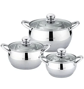 Kaisa Villa KV-6651 Stainless Steel Cookware Set Cooking Pots - Silver