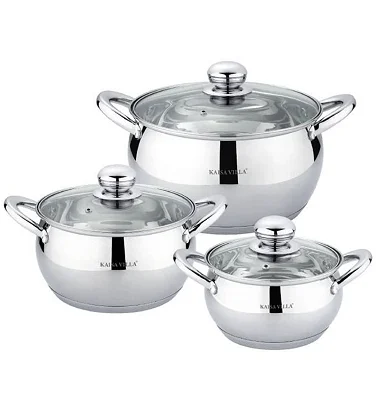 Kaisa Villa KV-6651 Stainless Steel Cookware Set Cooking Pots - Silver