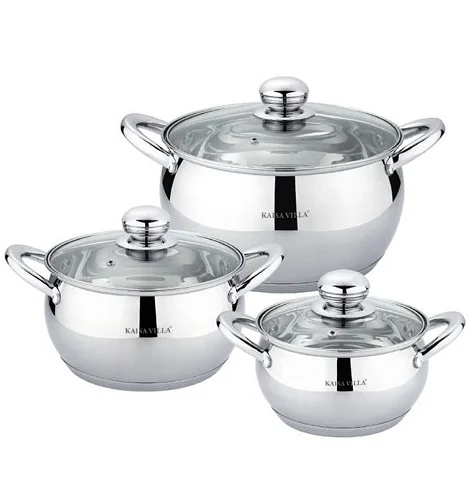 Kaisa Villa KV-6651 Stainless Steel Cookware Set Cooking Pots - Silver