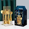 24Pcs Cutlery Set With Stand - Gold