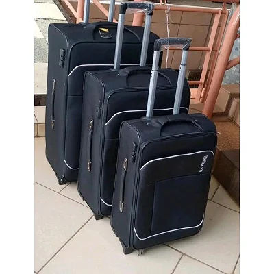 3 In 1 Luggage Travel Fabric Suitcase With 4 Wheels-Black