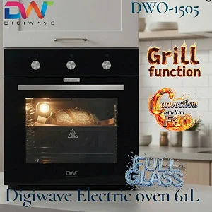 Digiwave Built In Oven With Convection Fan and Grill Function- Black