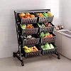 4-Tier Rolling Kitchen Storage Cart – Detachable Mesh Baskets for Fruits, Vegetables & Snacks