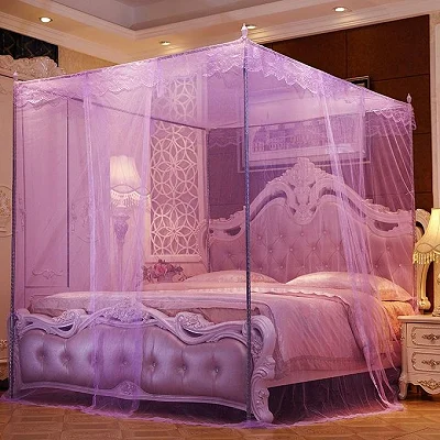 Mosquito Net with 4 Stainless Steel Stands – Purple