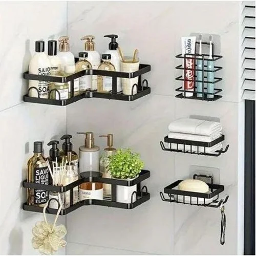 5-Pack Stainless Steel Bathroom Corner Shelves – Shower Organizer