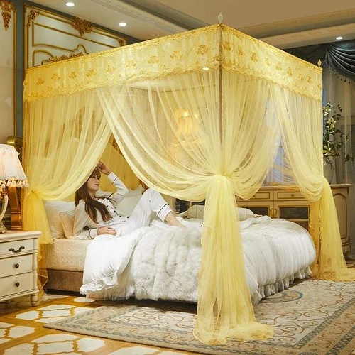 4x6 Mosquito Net with 4 Stainless Steel Stands &amp; 3-Door Design – Cream