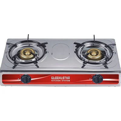 Globalstar Double Burner Gas Stove - Stainless Steel 2-Burner Portable Gas Cooker