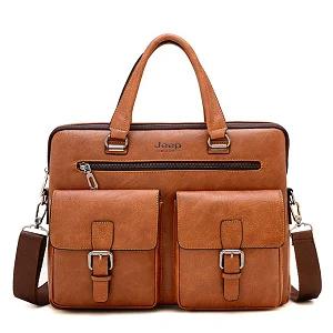 Jeep Buluo 14-Inch Leather Laptop Briefcase