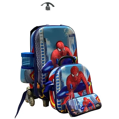 4-Piece Kids Character Trolley School Bag Set