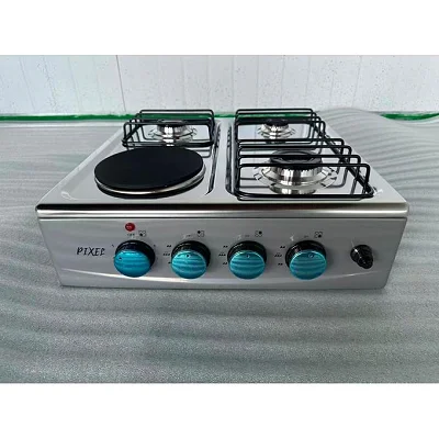 Pixel 4 Burner Countertop Cooker 55×50cm – Gas &amp; Electric Auto-Ignition Silver