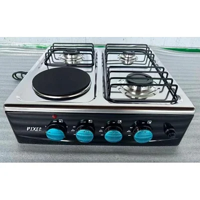 Pixel 4-Burner Gas &amp; Electric Cooker – 3 Gas + 1 Electric with Auto-Ignition