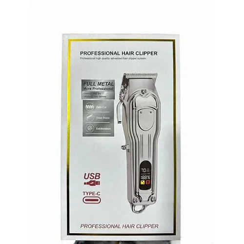 Cordless Professional Hair Clipper – Full Metal Type-C Rechargeable Trimmer for Men