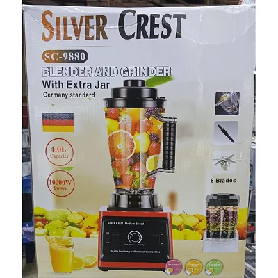 SILVER CREST 4L Commercial Blender &amp; Grinder – Heavy-Duty -Red