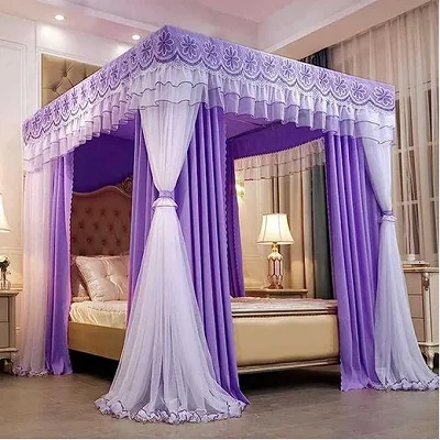 6x6 4 Stand Curtain Mosquito Net for Beds - Multicolor