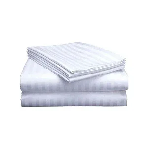 Striped Bedsheets Set – 2 Bedsheets and 2 Pillowcases - White