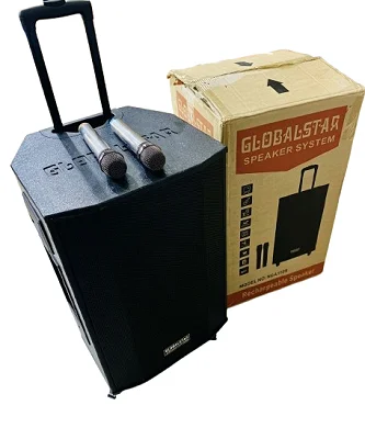 Globalstar Rechargeable Bluetooth Trolley Speaker with Wireless Microphones for Karaoke &amp; Events