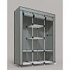 3 Column Portable Fabric Foldable Clothes Closet Wardrobe - Grey