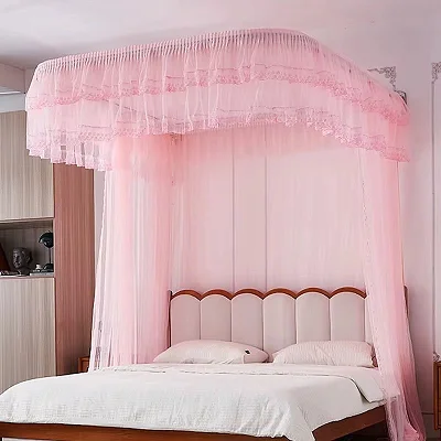 5x6 Luxury Wall-Mounted Canopy Mosquito Net – Pink