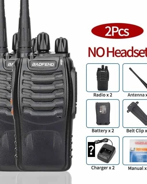 Baofeng Walkie Talkie ( 1 Pair ) Radio Call BF-888S With, USB-C Charge Port, Two-Way Pair Of Two - Black