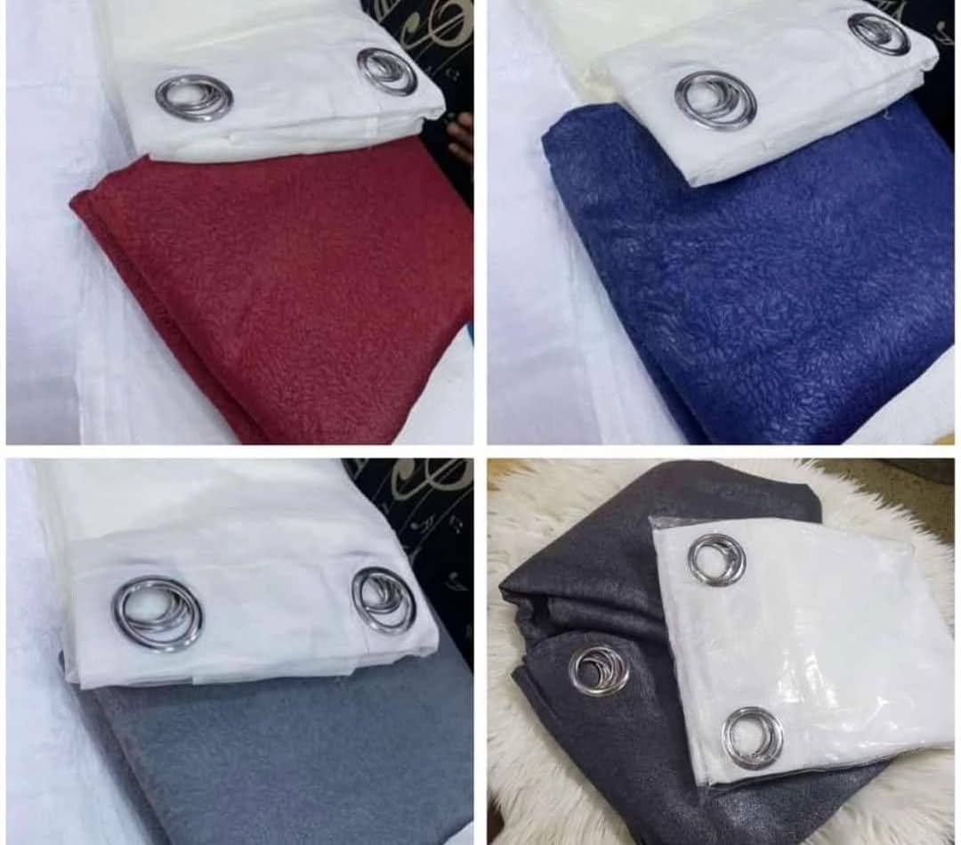 2 Pcs Curtain pieces 2 by 1.5m & 3m White Net - Navy Blue