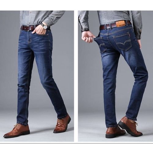 2Pcs Men's Casual Designer Jeans Fit Stretcher -Black/Blue (30 - 36) sizes