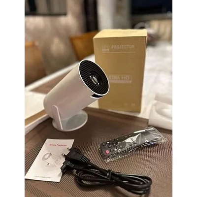 HY300 Mini Portable Smart Projector – 180° Adjustable Stand for Movies, Gaming &amp; Presentations