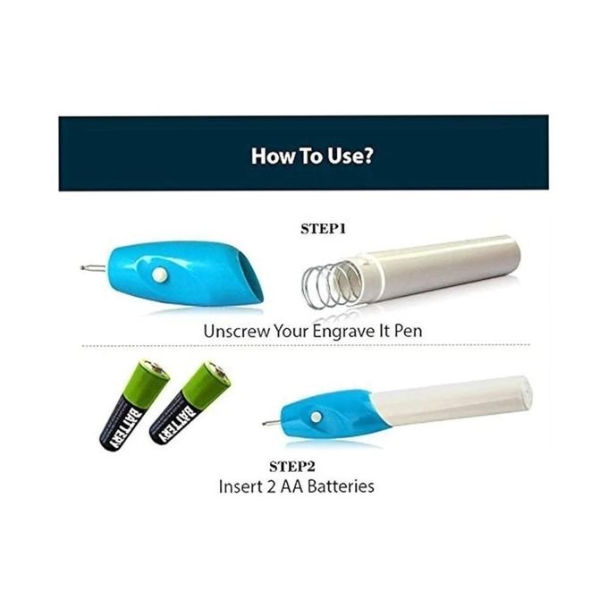 Battery Powered Engraving Pen with 2 Tips – Cordless Rotary Carving Tool