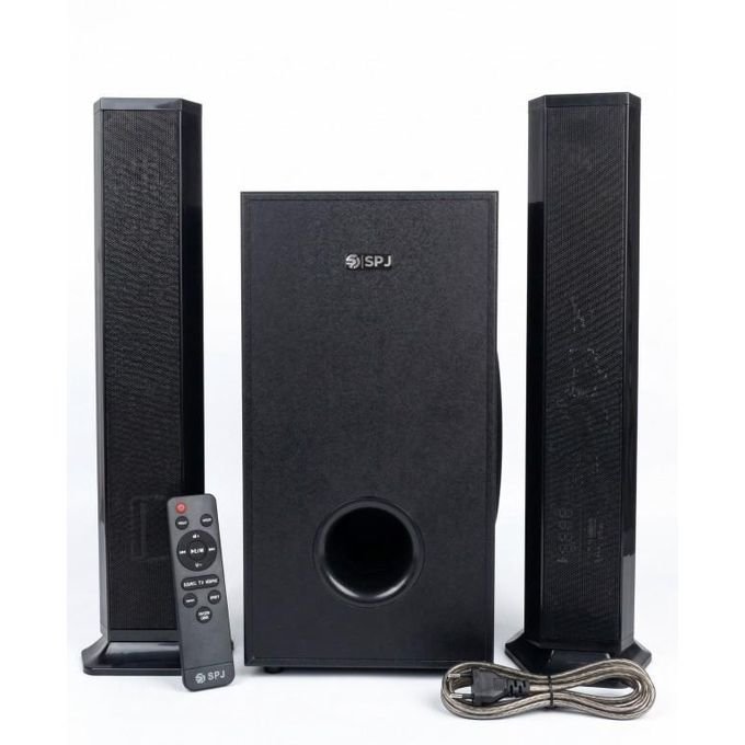 SPJ 2.1 Channel Multimedia Soundbar System with Subwoofer & Tall Tower Speakers – Black