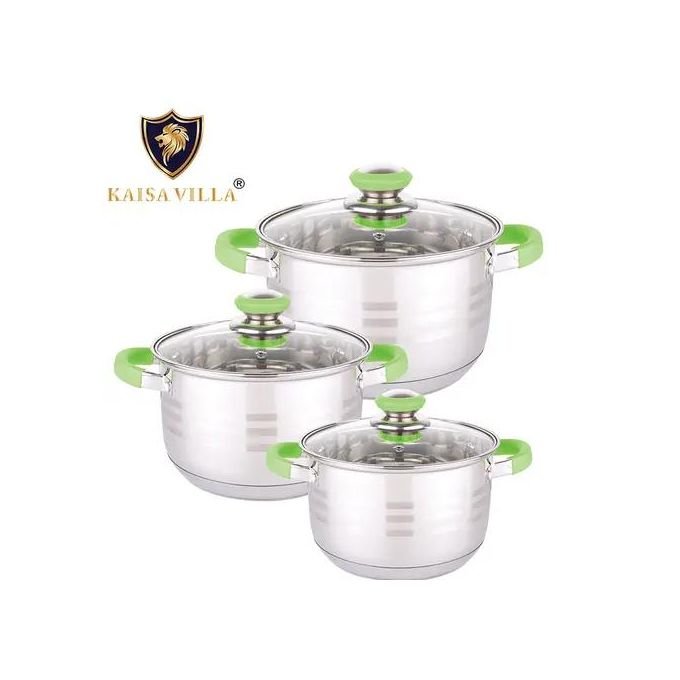 6 Pieces Cookware Set Serving Dishes With Glass Lids And Insulated Handles With Very Heavy Bottom - Multicolor