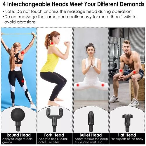 6-Speed ​​Massage Gun Massager + 4 Heads - Black