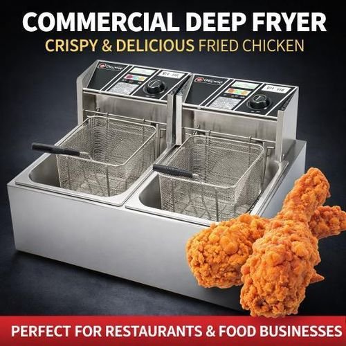 Nima 12L Electric Double Deep Fryer - Silver