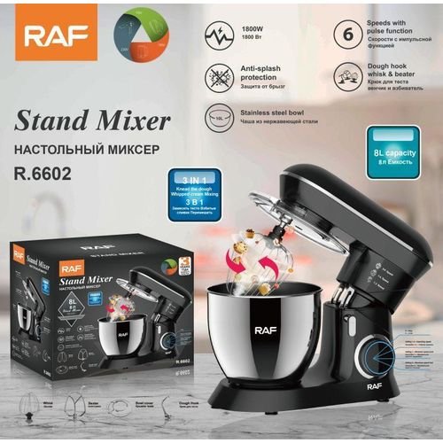 RAF 6-Speed Kitchen 8L Electric Food Stand Mixer Kneading Bread Dough Mixer- Multicolor