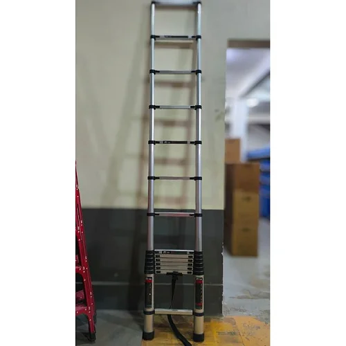 2.6m Heavy-Duty Aluminum Single Telescopic Ladder -Silver
