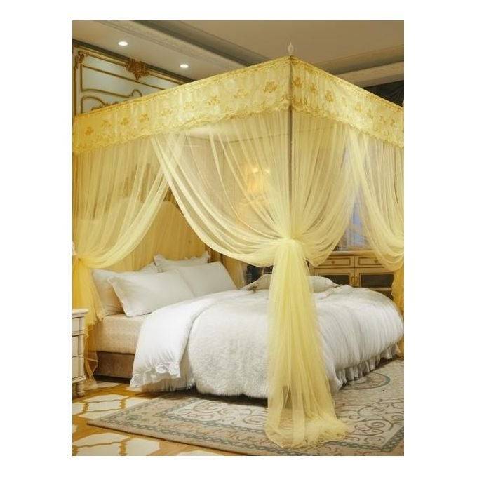 5x6 Mosquito Net with 4 Stainless Steel Stands & 3-Door Design – Cream Bed Net