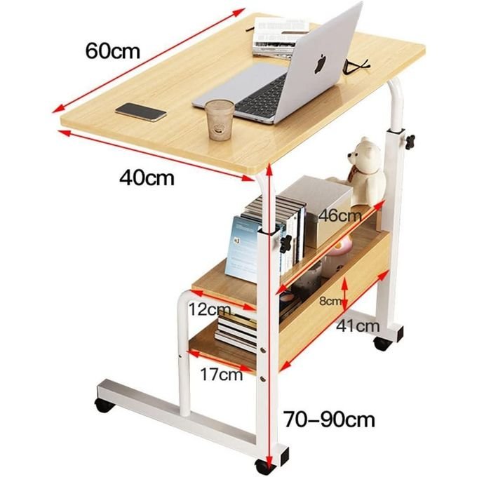 Laptop Table Height Adjustable, Side Table with Wheels, Bedside Table, Mobile Bar Table with 4 Wheels, Overbed Table Home