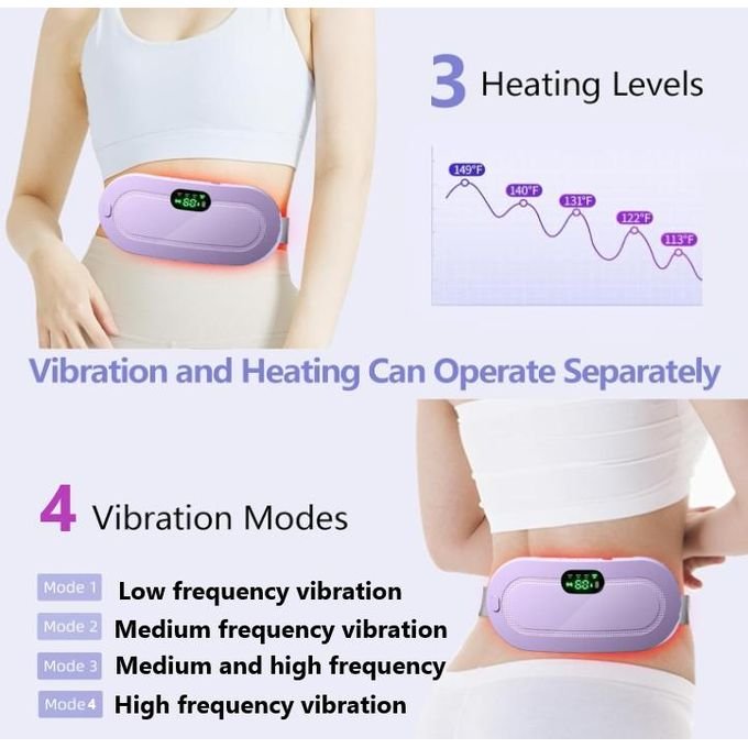 Cordless Menstrual Heating Pad Belt with Vibration – Period Cramp Relief Massager