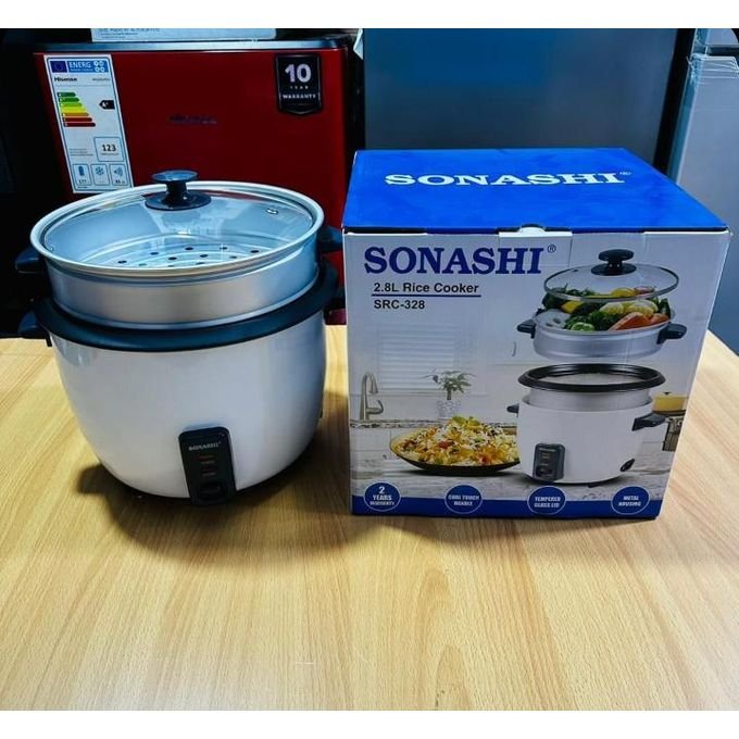 Sonashi 2.8L 1000W Rice Cooker & Steamer – SRC-328 -Silver