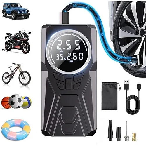 Portable Tyre Inflator Air Compressor – 150 PSI Cordless Car Air Pump with Digital Pressure Gauge, LED Light &amp; Auto Shut-Off