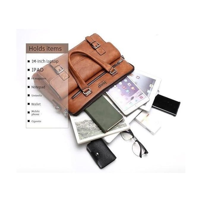 Men's Leather Messenger  Shoulder Bag - Brown