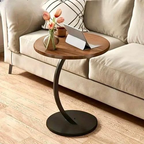 Round Side Table, Coffee Table with Wooden Tray, Modern Style Coffee Tray Table