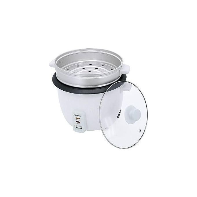 Sonashi 1.8L Electric Rice Cooker With Steamer - White, Silver