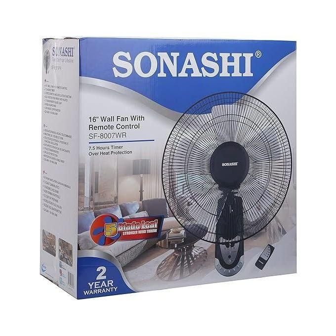 Sonashi Wall Fan With Remote Control 16 Inch -Black
