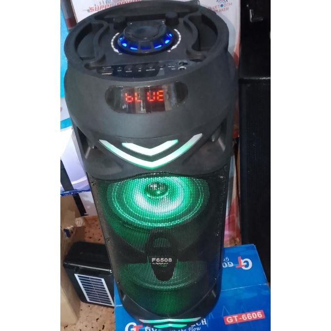 FQL- 6508, Rechargeable Portable Speaker With Bluetooth, FM Radio, USB Port DC 5v, Equalizer, AUX Input, TF Card, And Wired Microphone - Black