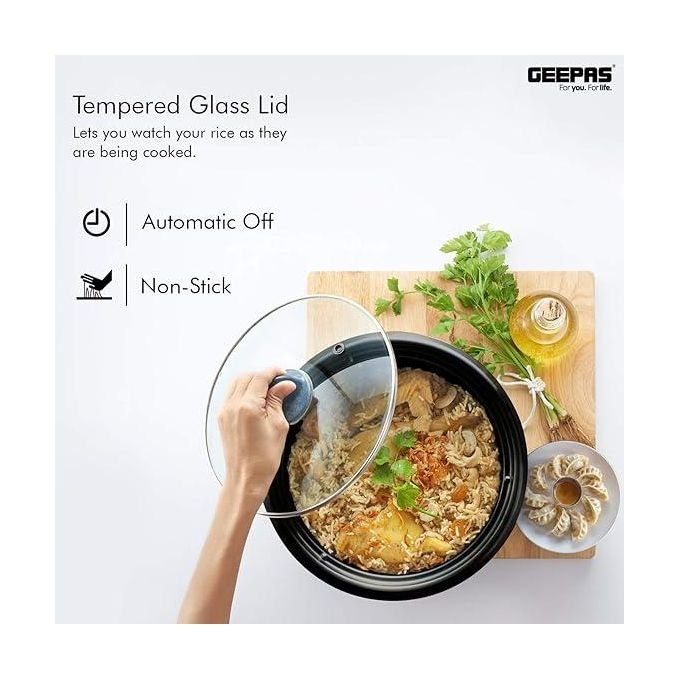 Geepas 2.8 Liters Non Stick Automatic Rice Cooker GRC4327-White/Silver