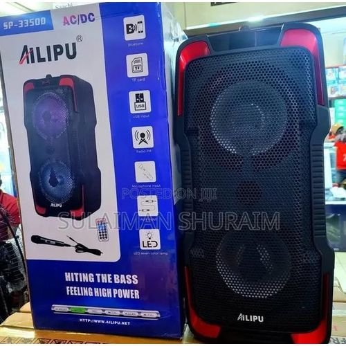 AILIPU SSP.3350 Portable Bluetooth Speaker with Remote Control and Microphone _ Black.1 Year warranty.