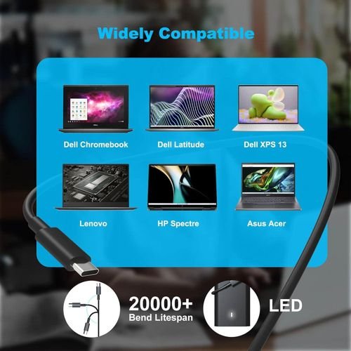 DELL Original USB Type C Charger 65W For Laptop -Black